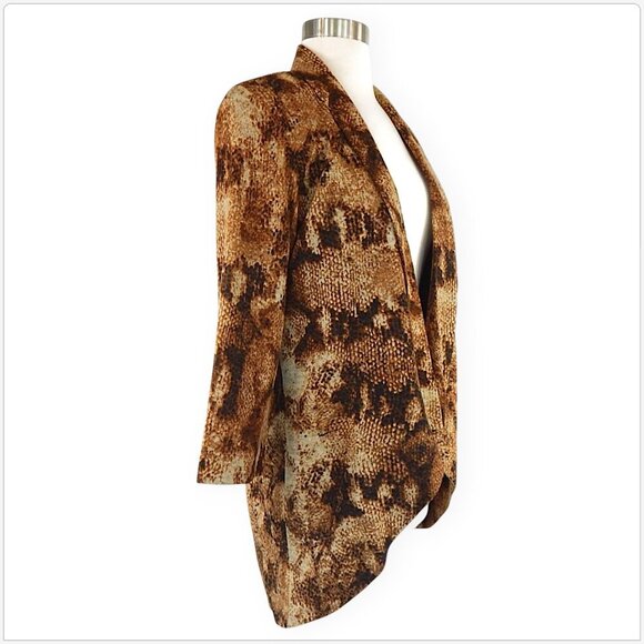 Alberto Makali Brown Animal Snake Print Open Front High Low Jacket NWT New M - Picture 2 of 4